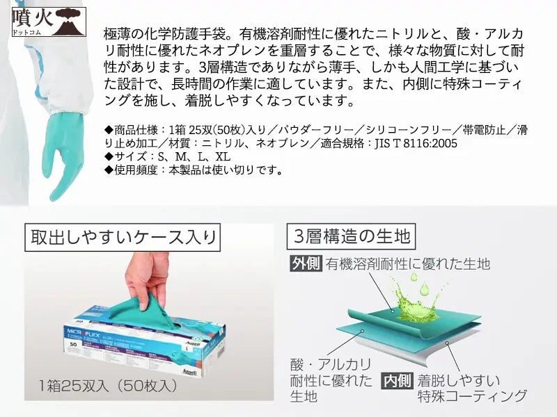 化学防護手袋 50枚(25双)