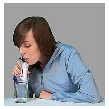 携帯型浄水器 mizu-Q PLUS 付属ストローで飲むところ