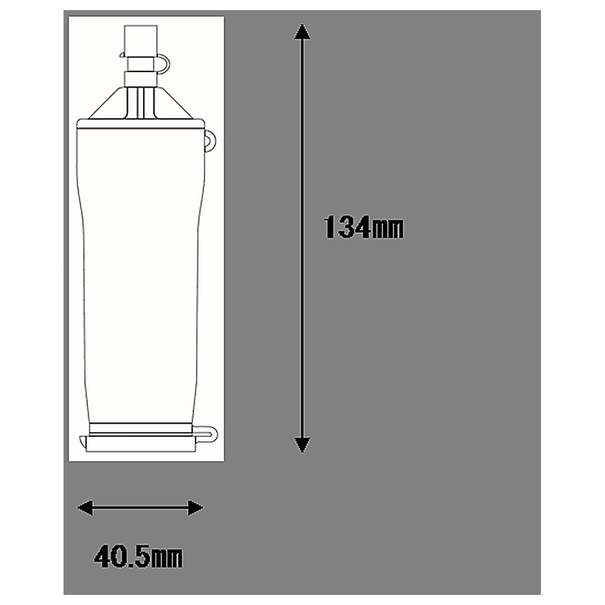 携帯型浄水器 mizu-Q PLUS 本体サイズ 高さ134mm×幅40.5mm